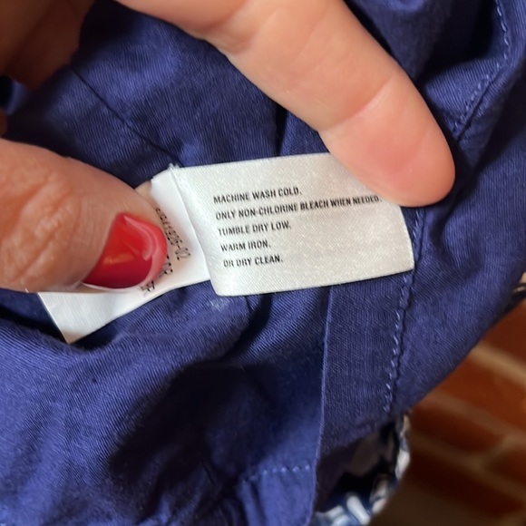 Gap Dress Full Front Button 3/4 Sleeve Tie Waist Blue & White Size 6 - Picture 9 of 10